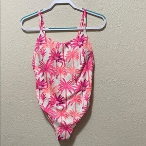 Shade And Shore Women's One Piece White &  Pink Swimsuit. NWOT. Size L.